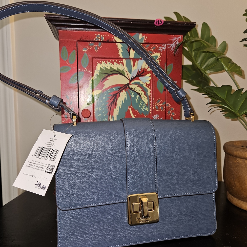 Kate Spade Elegant Blue Leather Shoulder Bag